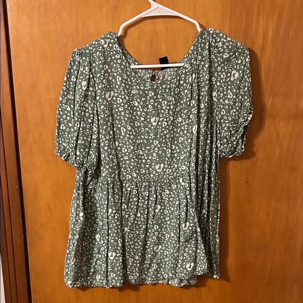 Green Patterned Women's Top